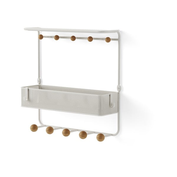Bijela zidna vješalica od prirodnog metala s policom Estique - Umbra-image-3
