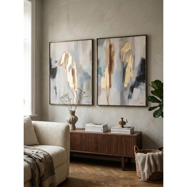 Tiskane/s ručno oslikanim elementima slike u setu 2 kom s okvirom/na platnu 60x80 cm Gallery – Bizzotto-image-1