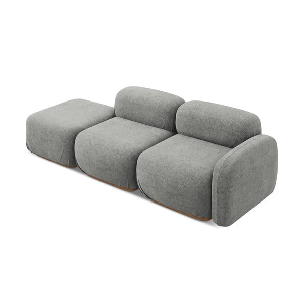 Siva ležaljka od bouclé tkanine (s lijevim kutom) Ailani – Makamii-image-3