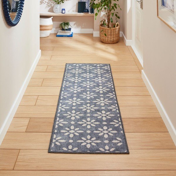 Tamno plava periva staza 76x230 cm Coral Blue – Think Rugs-image-1