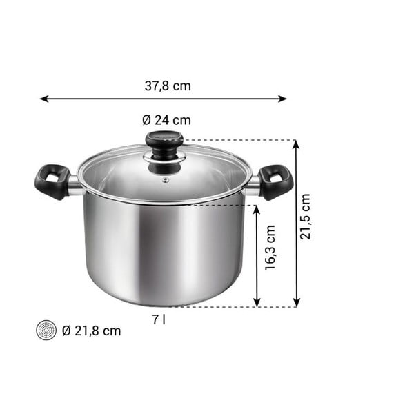 Lonac od nehrđajućeg čelika s poklopcem prikladni za indukcijsko kuhalo 7 l Brava – Tescoma-image-3