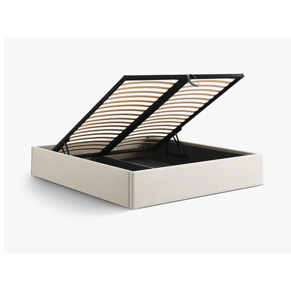 Bež tapecirani bračni krevet s prostorom za odlaganje/bez uzglavlja s podnicom 160x200 cm Susan – Micadoni -image-3
