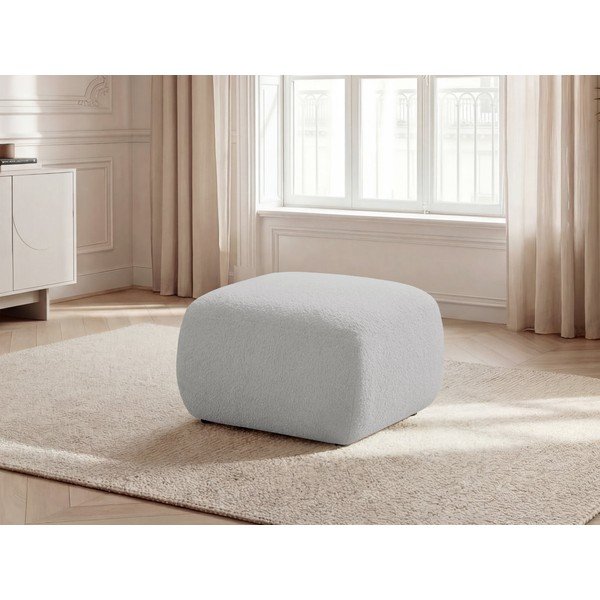 Svijetlo sivi tabure od bouclé tkanine Montaigne – Bobochic Paris-image-1