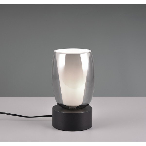 Crna/u srebrnoj boji stolna lampa sa staklenim sjenilom (visina 24 cm) Barret – Trio Select-image-1