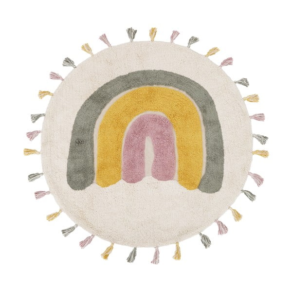 Krem periv/ručno rađen pamučan dječji tepih ø110 cm Rainbow Moss – Nattiot