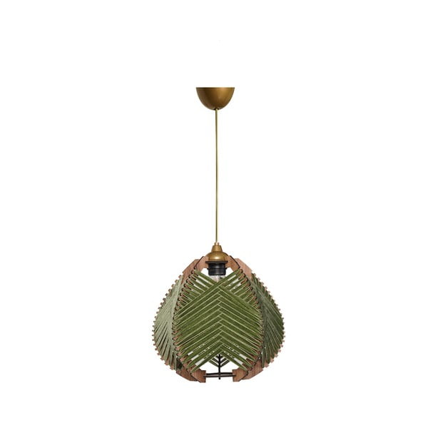 Tamno zelena/u prirodnoj boji viseća svjetiljka s tekstilnim sjenilom ø 25 cm – Opviq lights