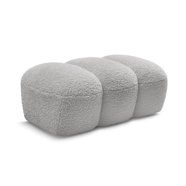 Svijetlo sivi tabure od bouclé tkanine Hippolyte – Bobochic Paris-image-3