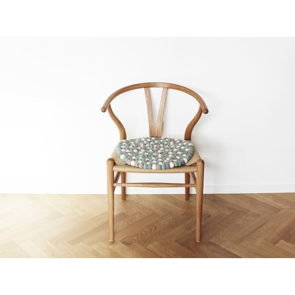 Svjetloplavo sjedalo od vunenih pompona Wooldot Ball Chair Pad, ⌀ 39 cm