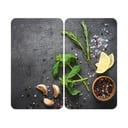 Set od 2 siva staklena poklopca za štednjak Wenko Universal Herbs