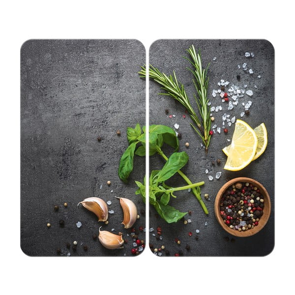 Set od 2 siva staklena poklopca za štednjak Wenko Universal Herbs