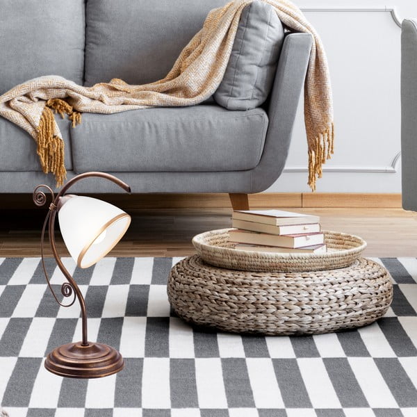 Bijela/smeđa stolna lampa sa staklenim sjenilom (visina 39 cm) Retro Ii – LAMKUR-image-1