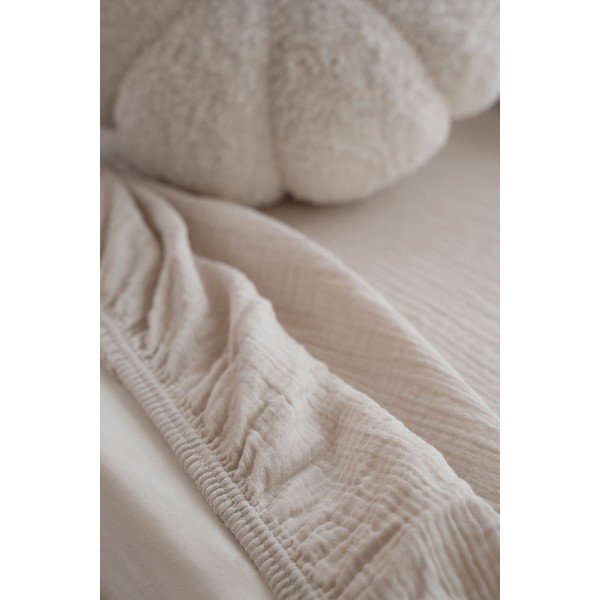 Bež dječja plahta s gumom za dječji krevetić od muslina 60x120 cm Burumcuk – Mijolnir-image-3