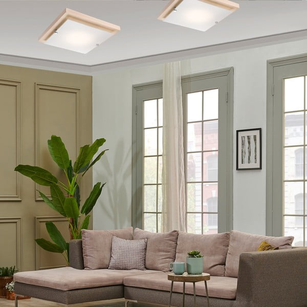 Smeđa/u prirodnoj boji stropna svjetiljka 30x30 cm Pedro – LAMKUR-image-3