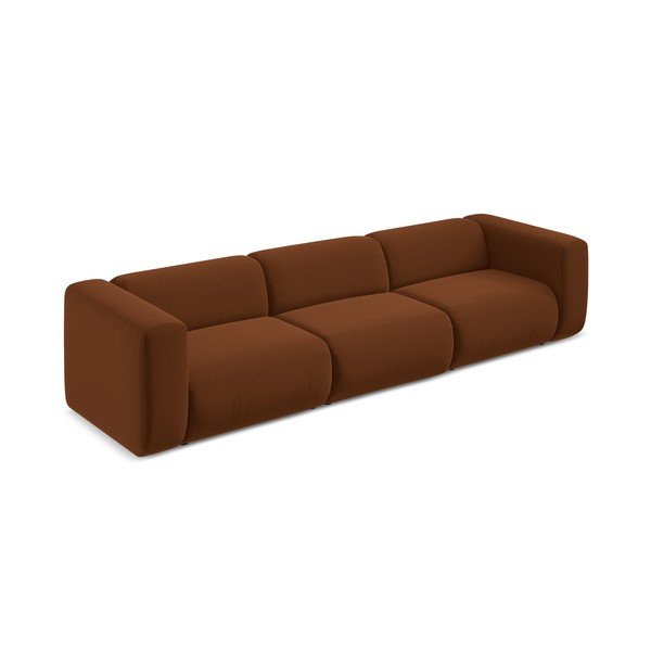 Narančasta/smeđa baršunasti sofa 319 cm Ekahi – Makamii-image-3