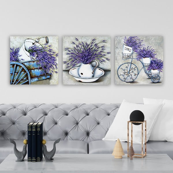 Slike u setu od 3 komada 30x30 cm Lavender - Wallity-image-1