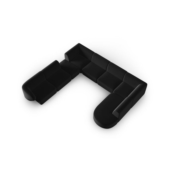 Crna baršunasti kutna garnitura (s lijevim kutom/u obliku slova "U") Paolo – Milo Casa-image-1