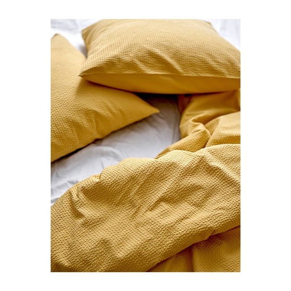 Žuta posteljina od organskog pamuka 200x140 cm Wave Straw - Södahl-image-1