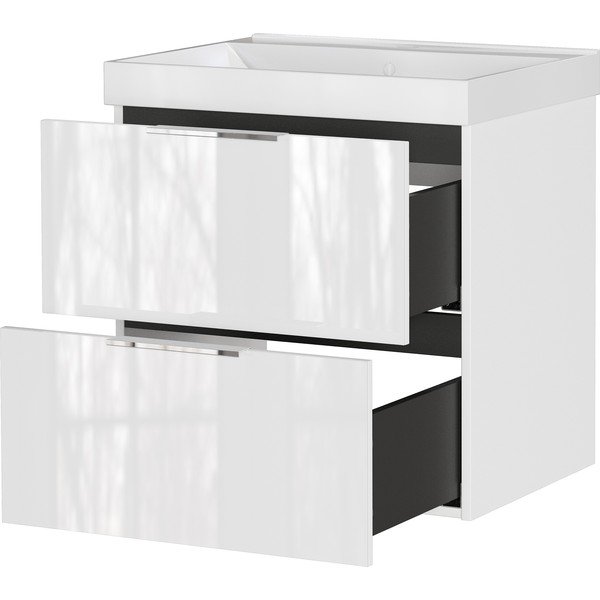 Bijeli zidni ormarić za ispod umivaonika u sjajnom dekoru 61x65 cm Celano – Germania-image-4