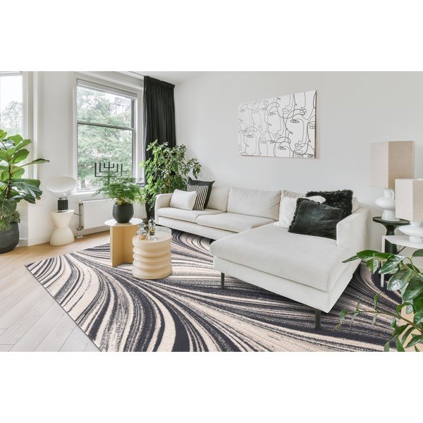 Sivo-krem vuneni tepih 133x180 cm Zebre – Agnella-image-1