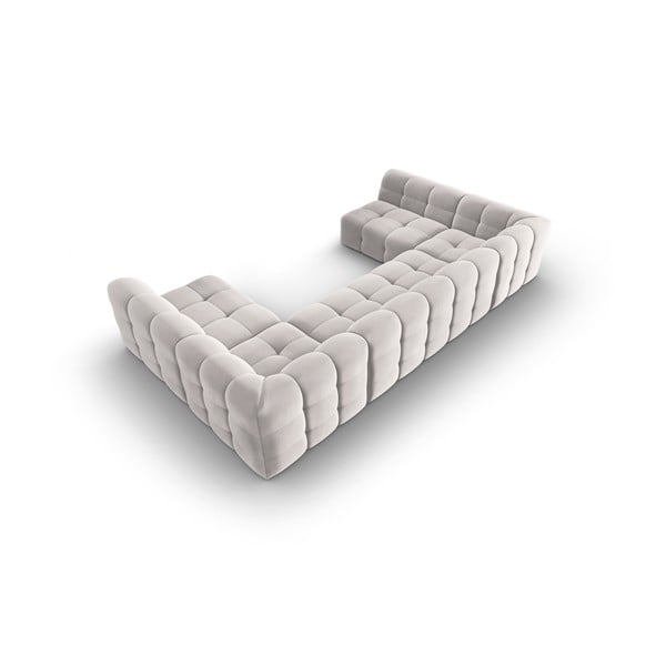 Svjetlo siva baršunasta kutna garnitura (u obliku slova "U") Kendal - Micadoni Home-image-4