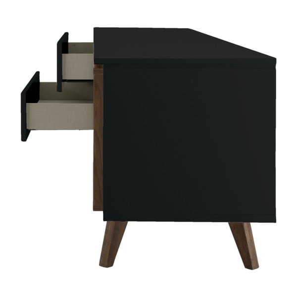 Crna/u prirodnoj boji niska komoda u dekoru oraha 210x57 cm Plain – Tenzo-image-4