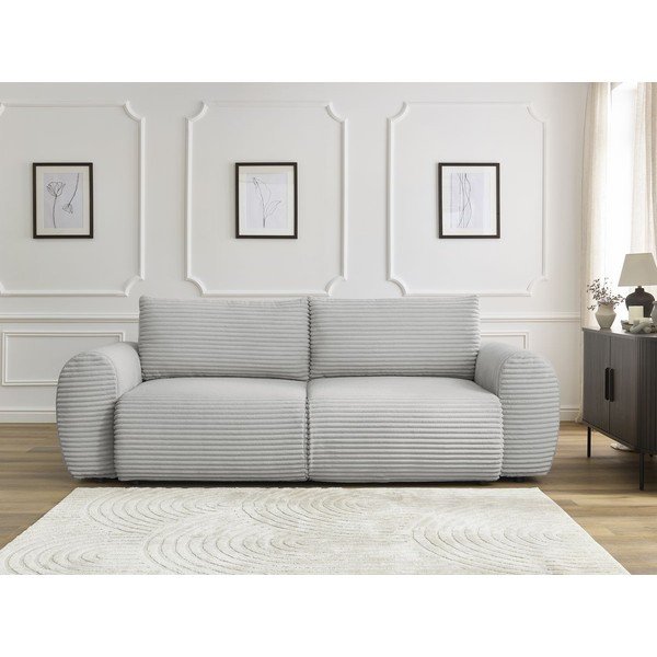 Svijetlo siva sklopiva sofa od samta 257 cm Lucien – Bobochic Paris-image-1