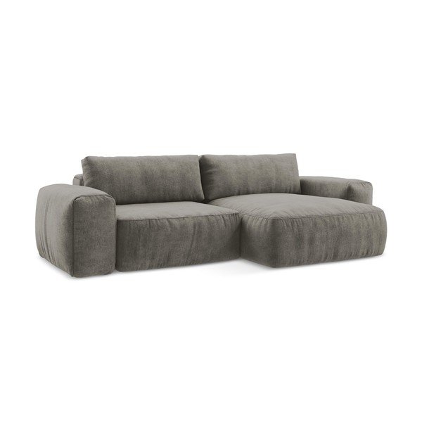 Siva sklopiva kutna garnitura od šenila (s desnim kutom/s ležaljkom) Kuki – Makamii-image-2