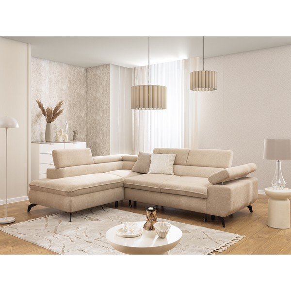 Bež kutna garnitura od šenila (s lijevim kutom/u obliku slova L) Marbeya  – Ropez-image-1