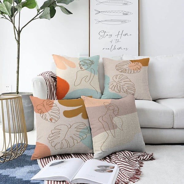 Set od 4 ukrasne jastučnice Minimalist Cushion Covers Feminine, 55 x 55 cm