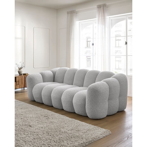 Svijetlo siva sofa od bouclé tkanine 232 cm Hippolyte – Bobochic Paris-image-1
