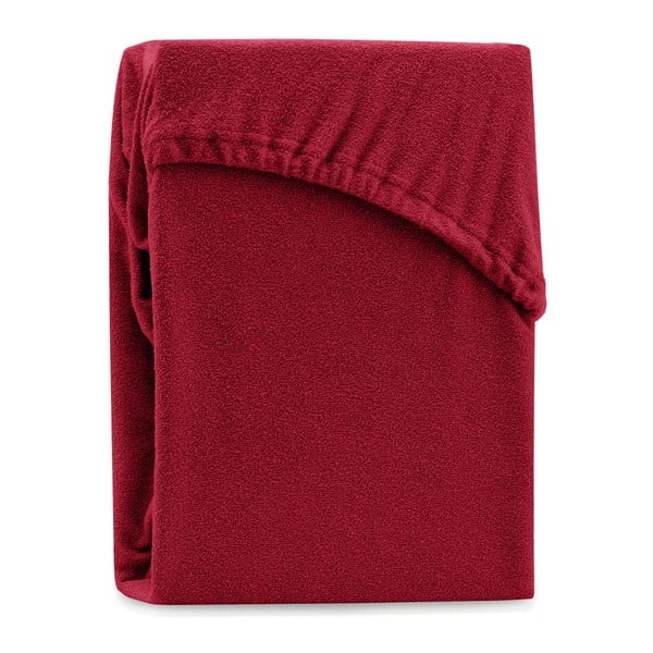 Tamnocrvena elastična plahta AmeliaHome Ruby Siesta, 220/240 x 220 cm