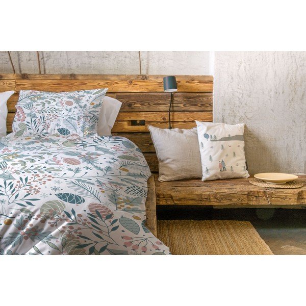 Bijela/plava posteljina za krevet za jednu osobu od pamučnog satena 140x200 cm Pastel Christmas – Butter Kings-image-1