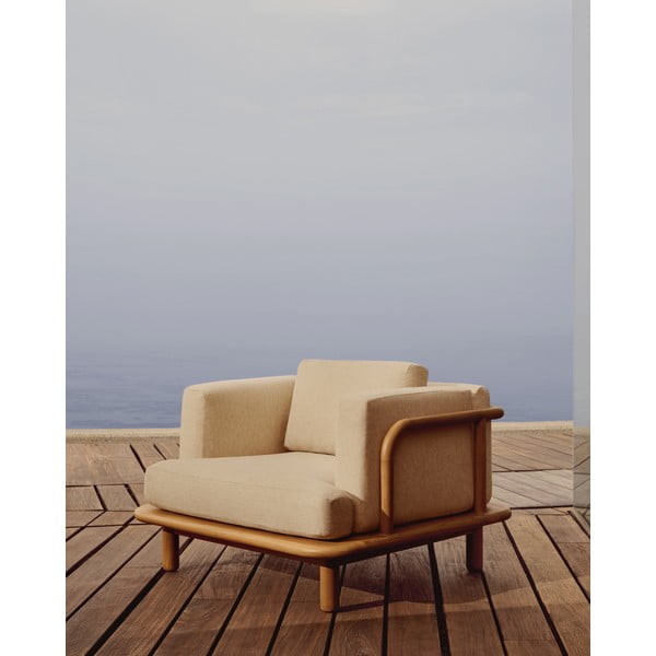 Bež/u prirodnoj boji vrtna fotelja od masivnog drveta Turqueta – Kave Home-image-1