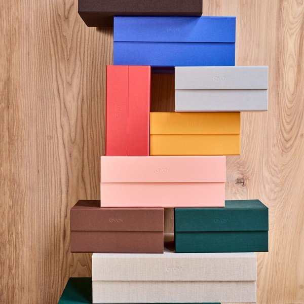 Plava kartonska kutija za pohranu s poklopcem 33x25x15 cm Hako – OYOY Living Design-image-1