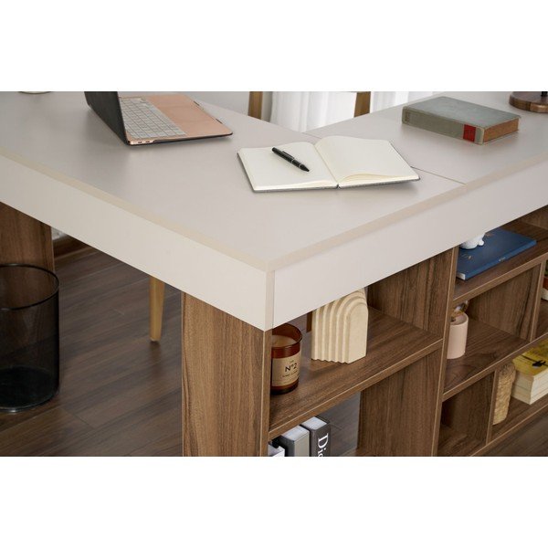 Radni stol u dekoru oraha 120x130 cm Vesper – Kalune Design-image-4