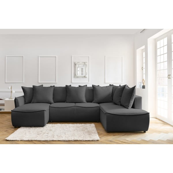 Tamno siva sklopiva kutna garnitura (s desnim kutom) Leon – Bobochic Paris-image-1