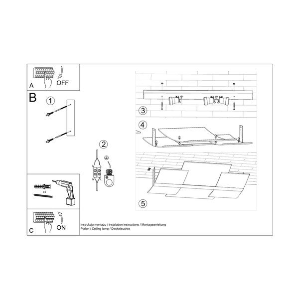 Bijela stropna svjetiljka sa staklenim sjenilom 53x61 cm Marett – Sollux-image-2