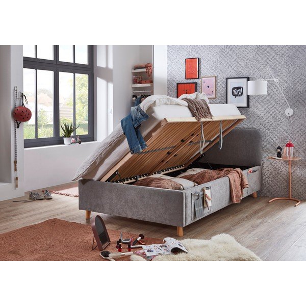 Sivi dječji krevet s prostorom za odlaganje s podnicom 120x200 cm Cosy – Meise Möbel-image-2