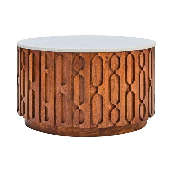Okrugao stolić za kavu s mramornom pločom u prirodnoj boji ø 70 cm Torcino – Premier Housewares-image-2