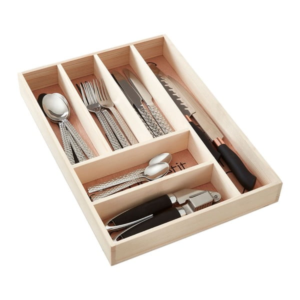 Drveni organizator pribora u prirodnoj boji 30 x 42 cm Bessan – Premier Housewares-image-1