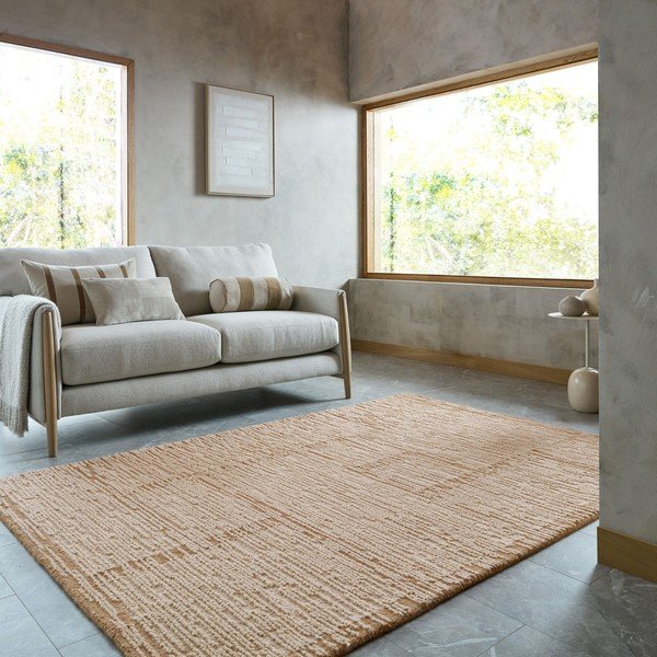 Ručno rađen vunen tepih u prirodnoj boji 140x200 cm Harris Modula Wool – Flair Rugs-image-1