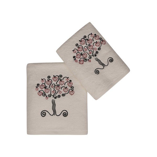 Set bijelih ručnika i bijelih ručnika sa šarenim detaljima Arbre-image-2