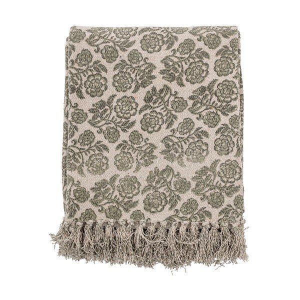 Šedo-zelený pléd s podílem bavlny Bloomingville Ritchi, 150 x 120 cm-image-1