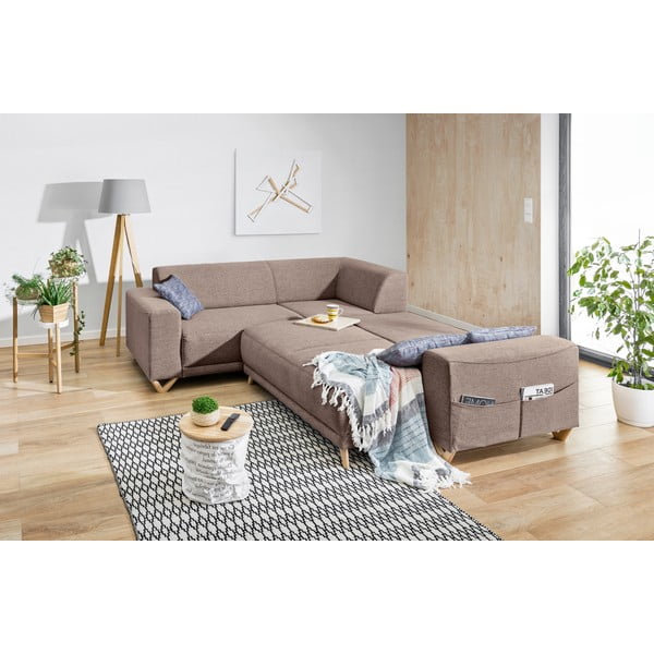 Smeđa sklopiva/s prostorom za odlaganje kutna garnitura (s lijevim kutom/u obliku slova L) Classy Sophie – Miuform-image-4