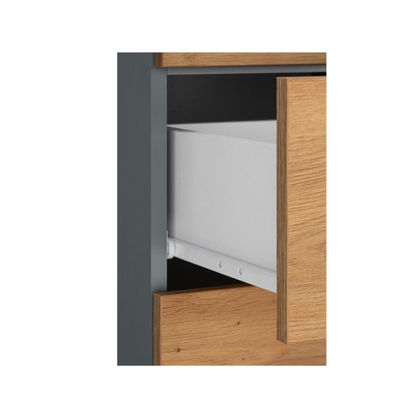 Visok/uski kupaonski ormarić u dekoru hrasta u prirodnoj boji 130x35 cm Malika – Støraa-image-4