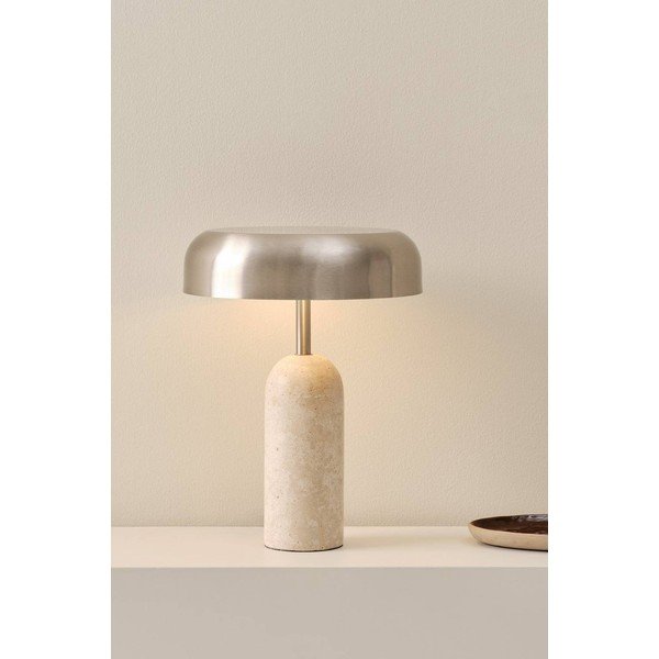 Stolna lampa 
od travertina
 u srebrnoj boji (visina 46 cm) Ina – Jotex-image-1