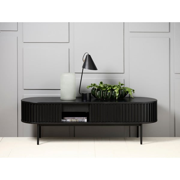 Crna TV komoda u dekoru hrasta 48x160 cm Siena – Unique Furniture-image-2