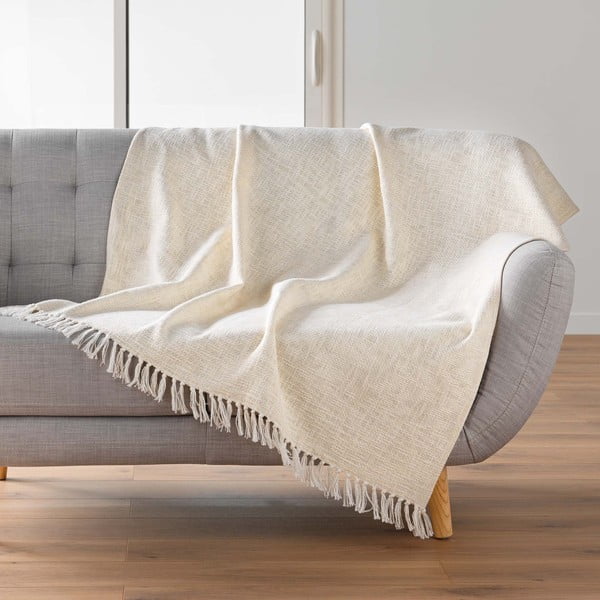 Krem deka od mješavine pamuka 125x150 cm Ziggy – douceur d'intérieur-image-1