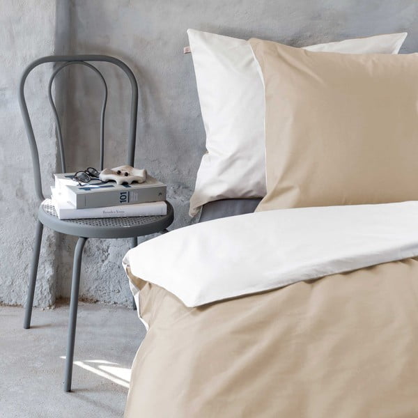 Bijela/bež posteljina za krevet za jednu osobu/za produženi krevet od pamučnog perkala 140x220 cm Shades – Mette Ditmer Denmark-image-1