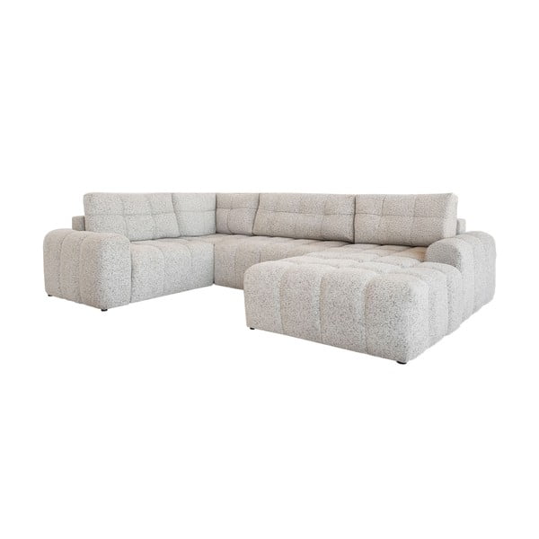 Bež sklopiva/s prostorom za odlaganje kutna garnitura (s lijevim kutom) Lulu – Miuform